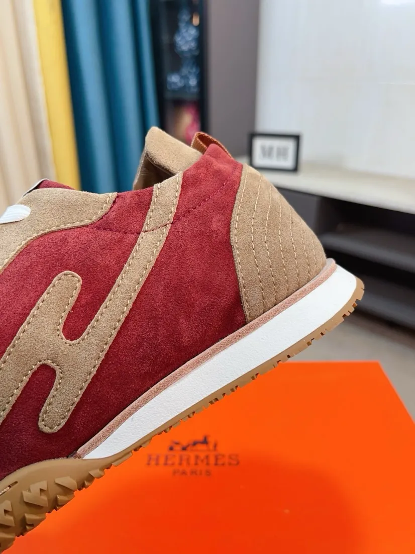 Men's shoes 💰480🌸🌸[HERMES] Hermès sneakers, the upper is made of calfskin and suede, imported materials, full of texture, the lightweight sole is decorated with contrasting patterns, creating a versatile fashion style. Size: 38-44, 45 customized